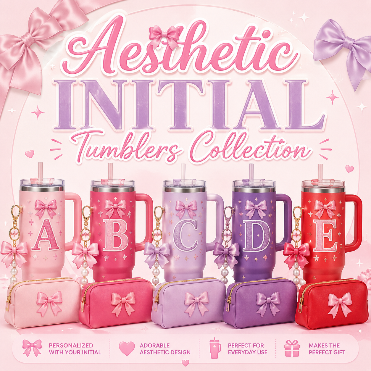 Aesthetic Initial Tumblers Collection