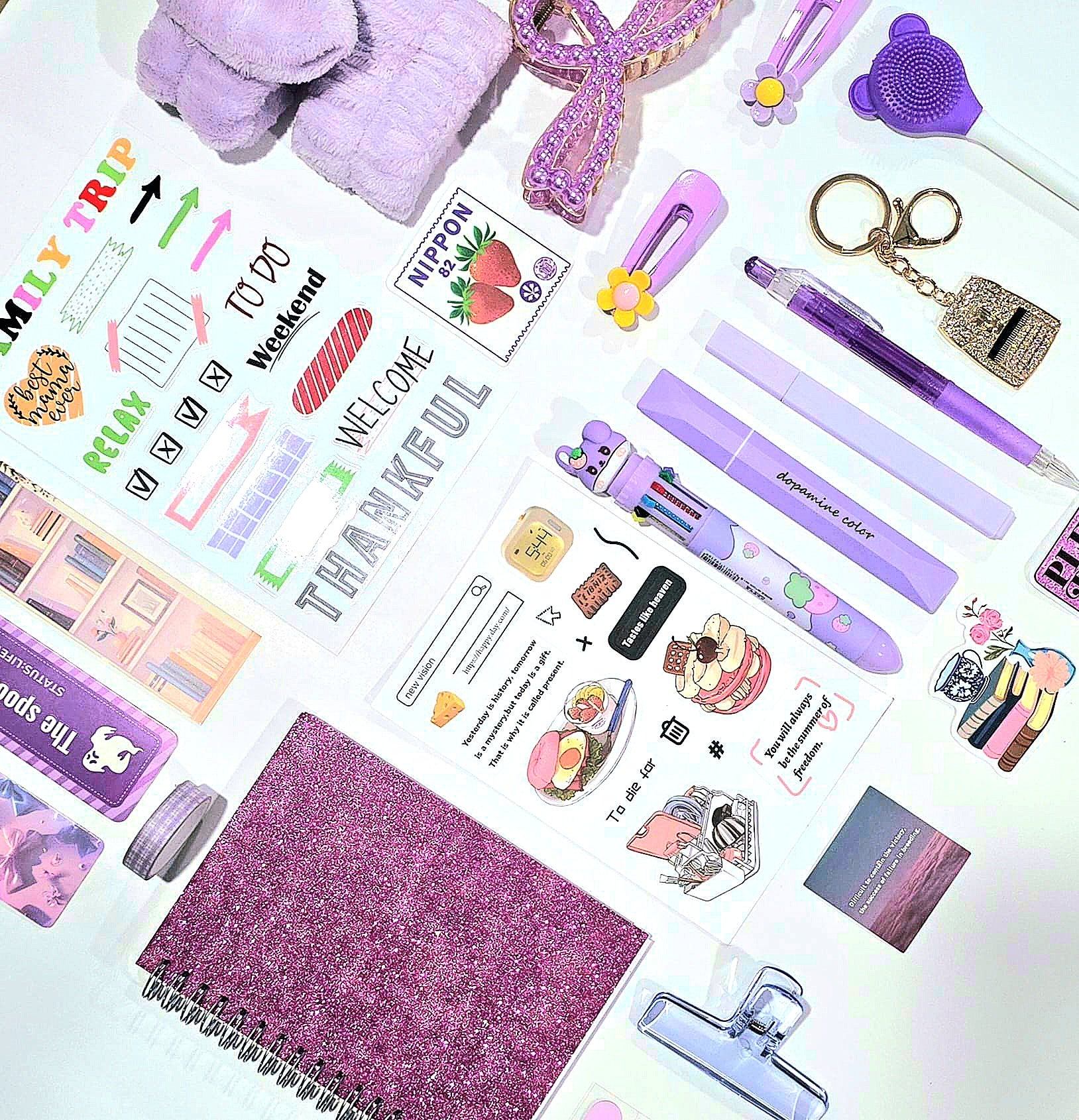 💜 Purple Aesthetic Stationery & Self-Care Bundle (24 Items!)