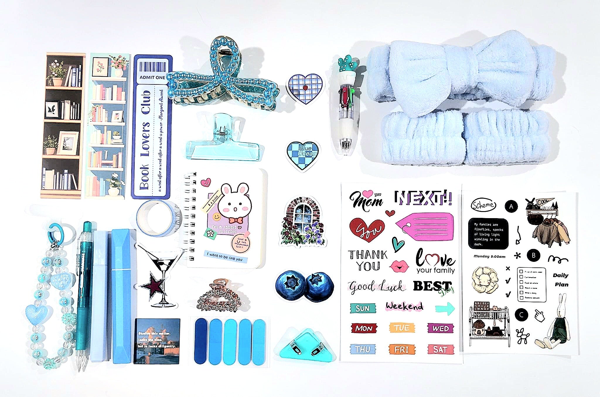 💙 The Blue Aesthetic Stationery & Self-Care Box (24 Items)