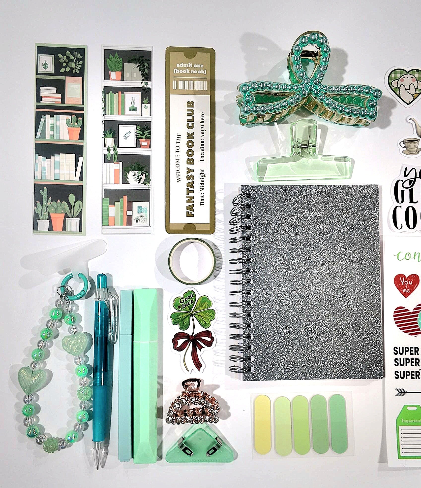 💚 The Green Aesthetic Stationery & Self-Care Box (24 Items)