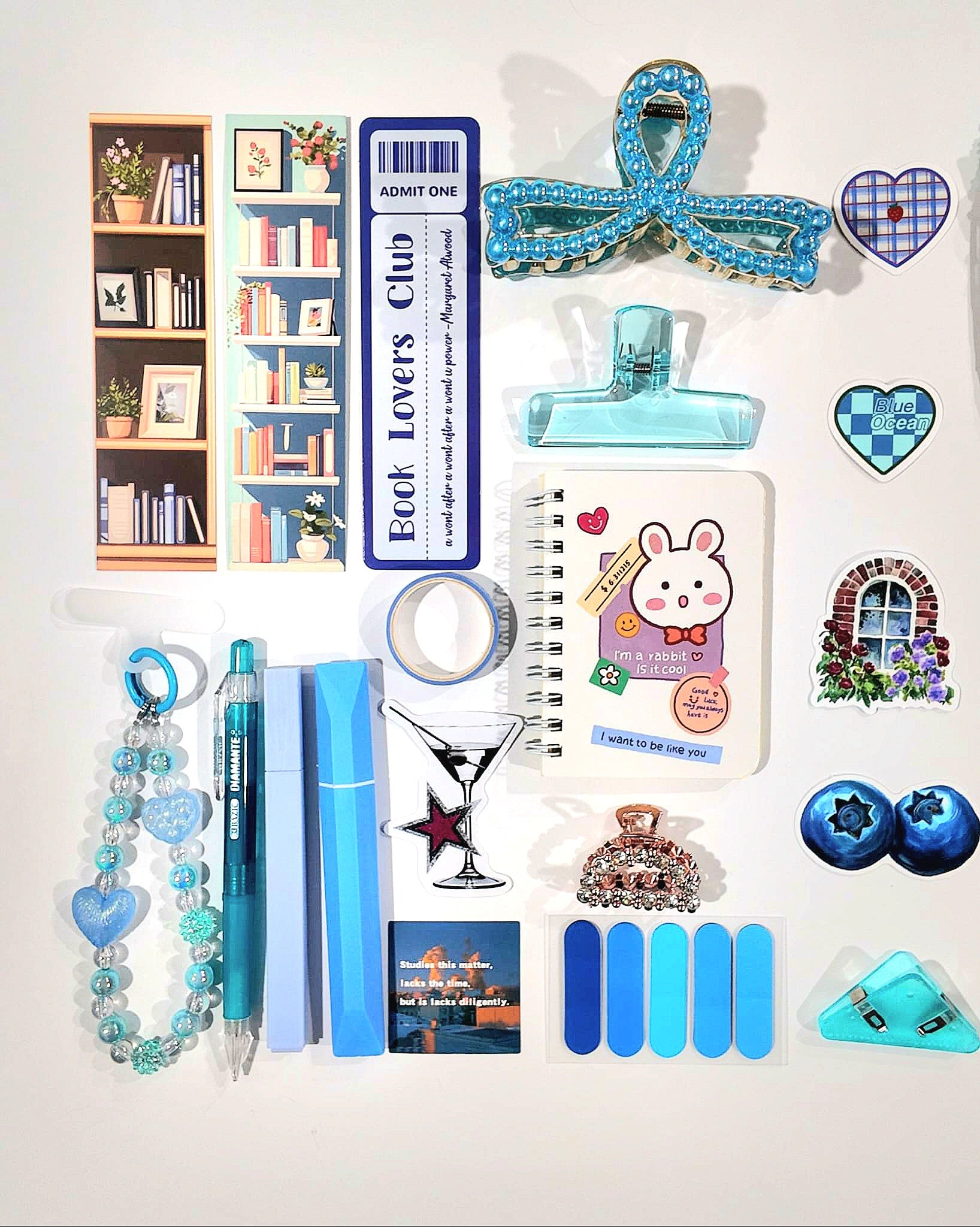 💙 The Blue Aesthetic Stationery & Self-Care Box (24 Items)