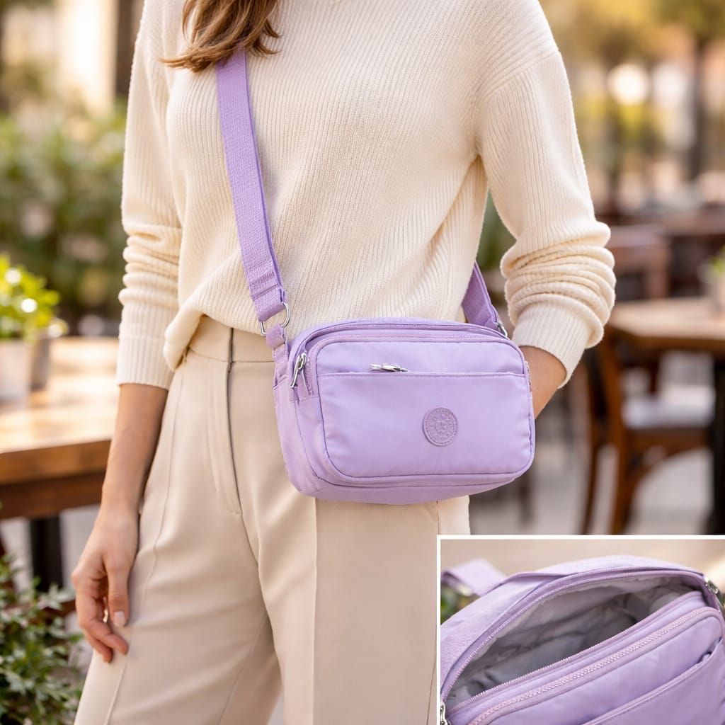 Light Purple Crossbody Bag - Lightweight & Functional
