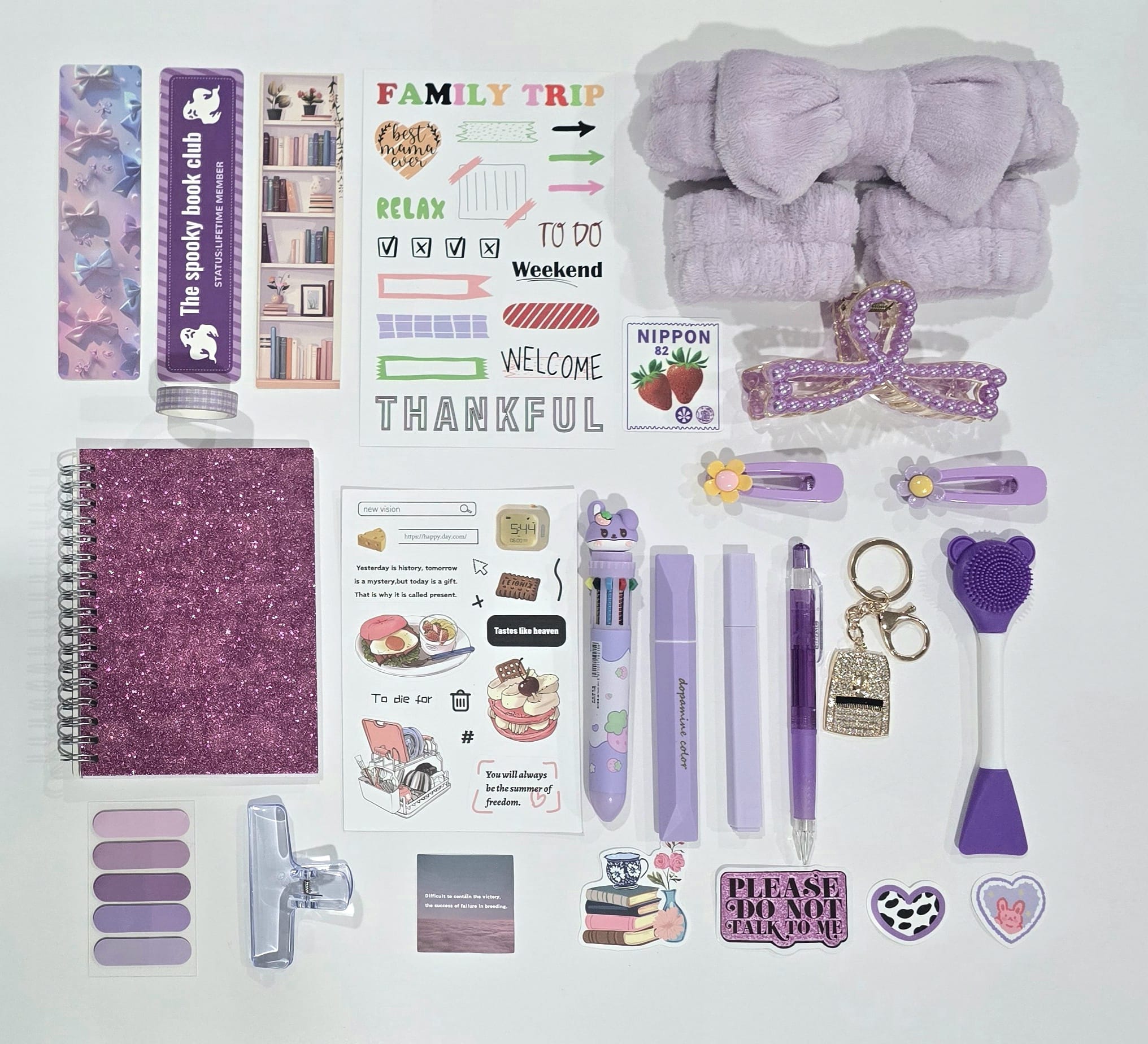 💜 Purple Aesthetic Stationery & Self-Care Bundle (24 Items!)