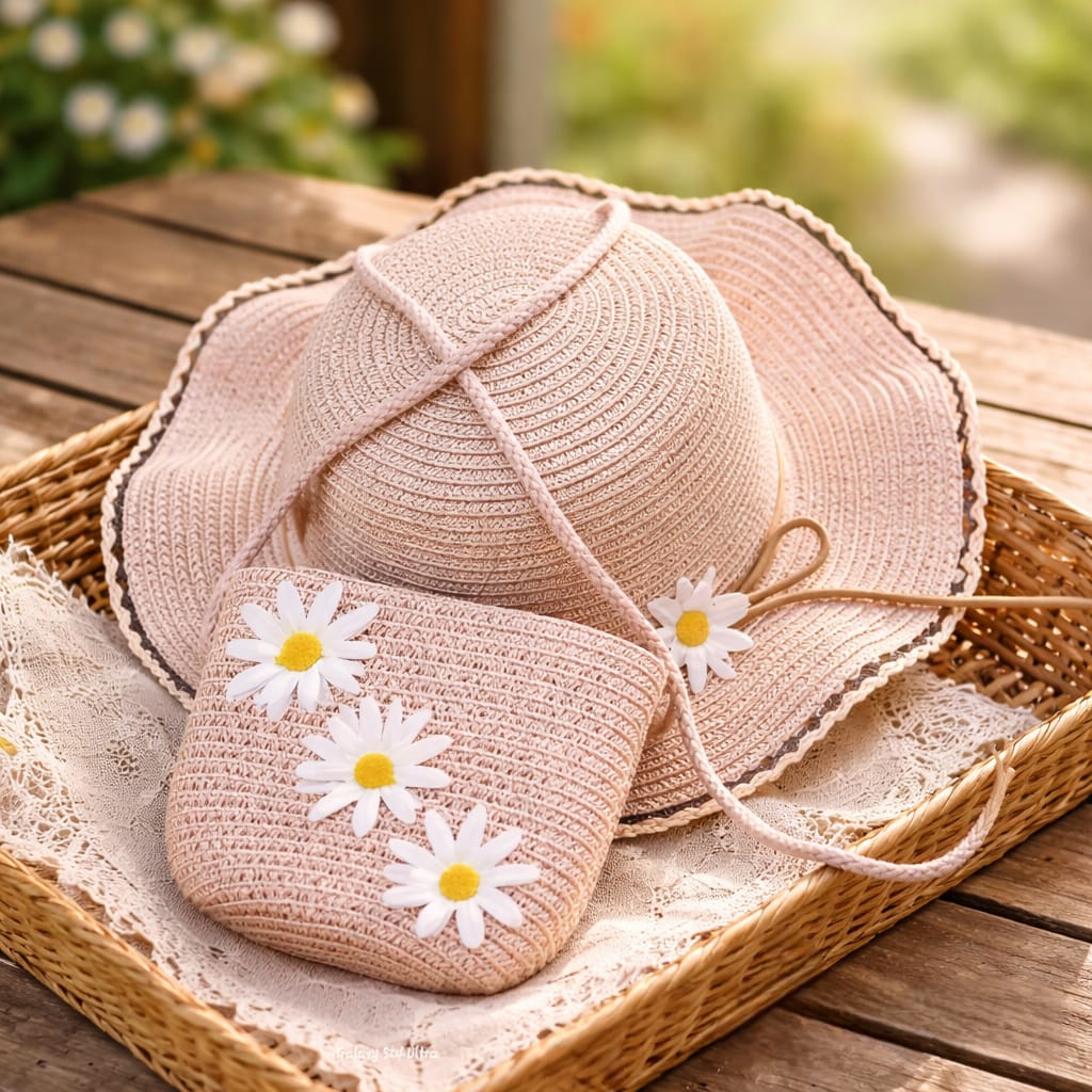 Pink Daisy Beach Essentials Set - Handmade